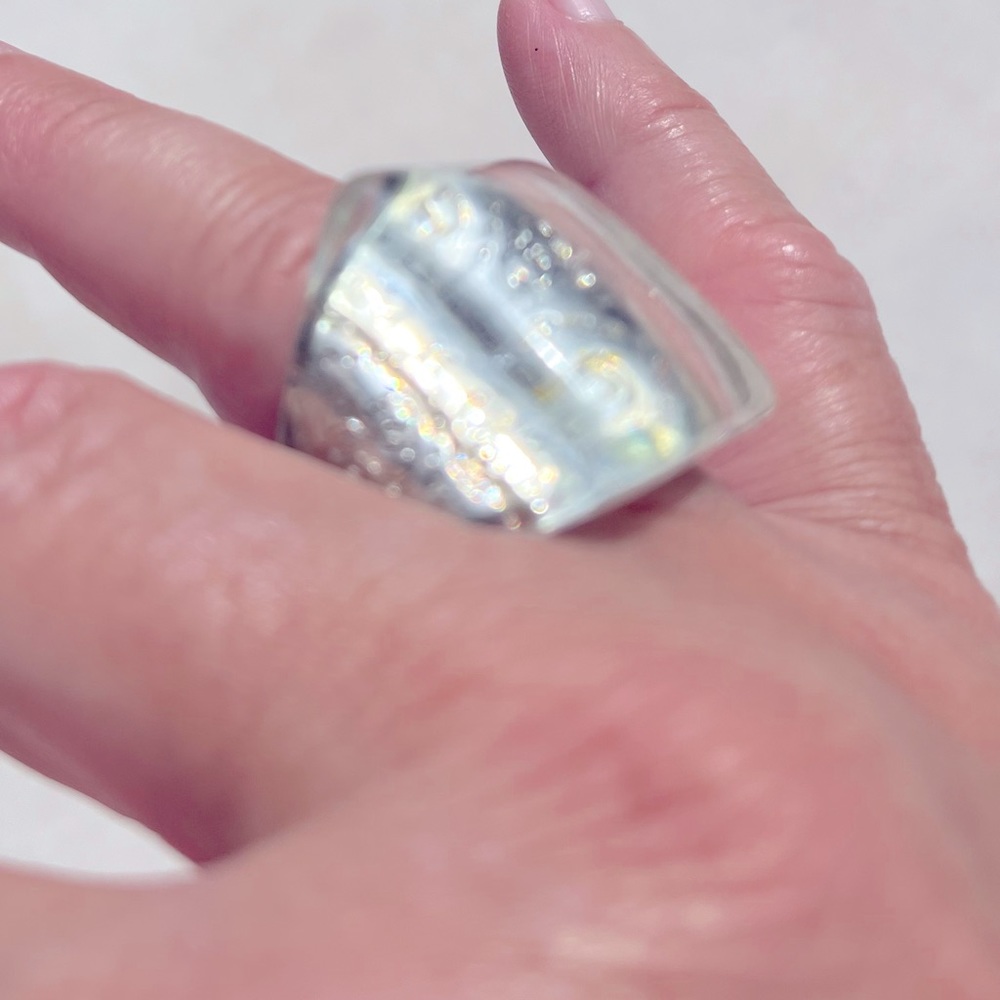 Gucci 1970’s acrylic and silver ring. Size 7